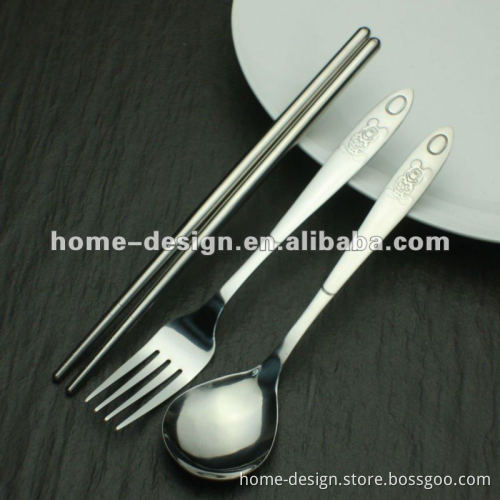 Kids cutlery with spoon fork and chopstik